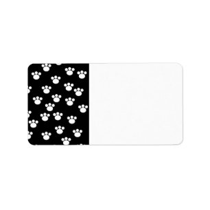 Black and White Animal Paw Print Pattern. Label