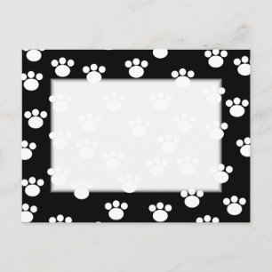 Black and White Animal Paw Print Pattern. Postcard