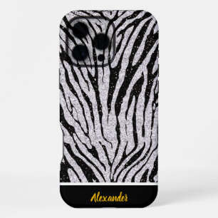 Black and white animal print fabric iPhone 16 pro max case