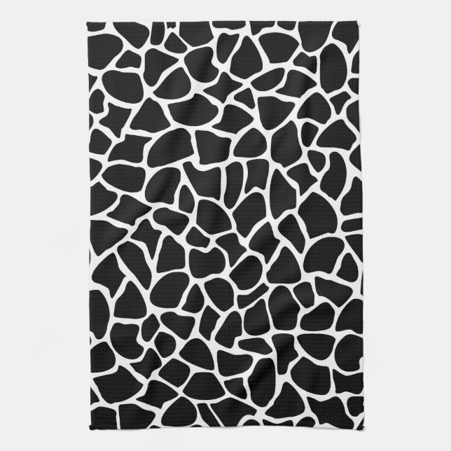 Black and White Animal Print Giraffe Pattern Kitchen Towel (Vertical)