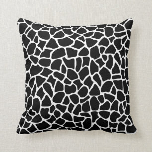 Black and White Animal Print Giraffe Pattern Throw Pillow