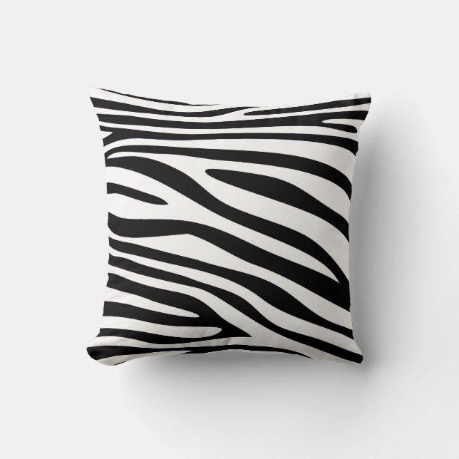 Black and White Animal print skin of Zebra Throw Pillow (Front)