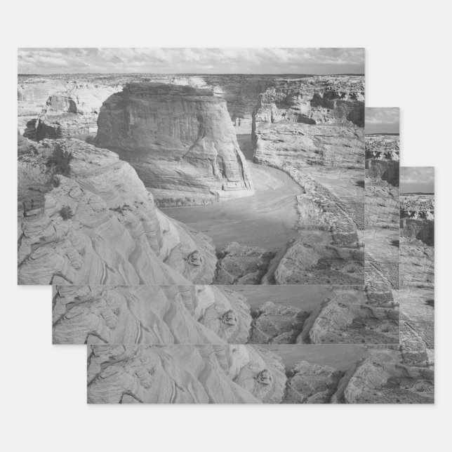 Black and White Ansel Adams Canyon Photograph Wrapping Paper Sheet (Set)