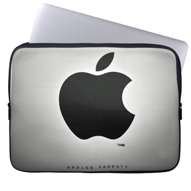 Black and white apple logo on a white background laptop sleeve (Front)