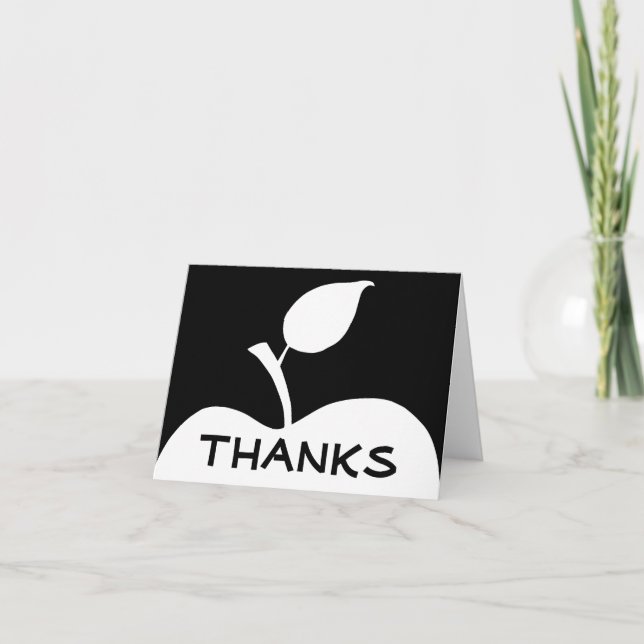 Black and White Apple Thank You Card (Front)