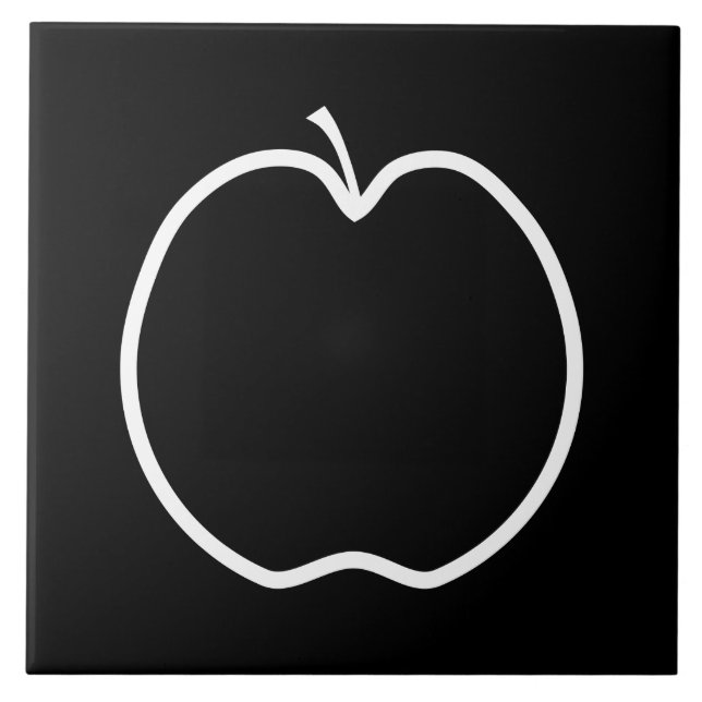 Black and White Apple. Tile (Front)