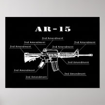 Black and White AR-15 Parts Identification Poster