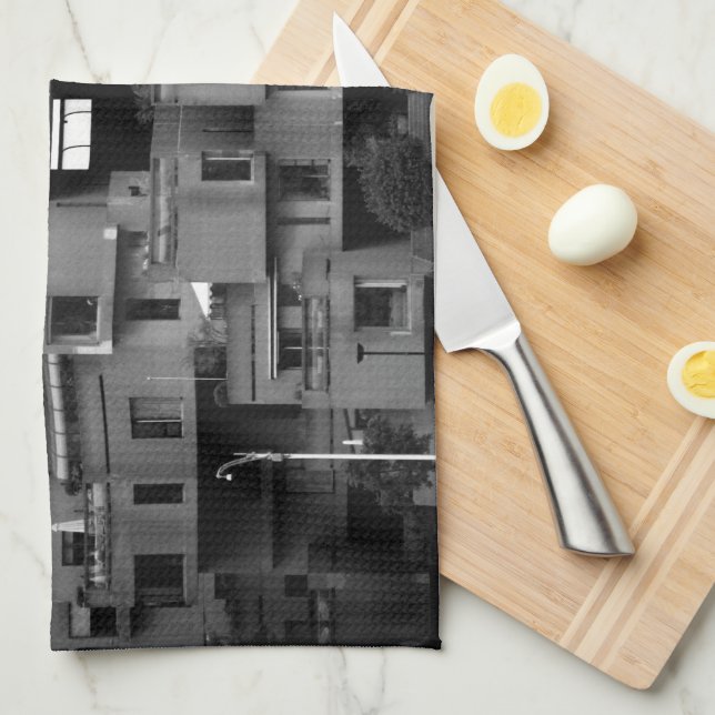 Black and White Architectural  Kitchen Towel (Quarter Fold)