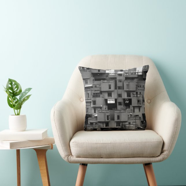 Black and White Architectural  Throw Pillow (Chair)