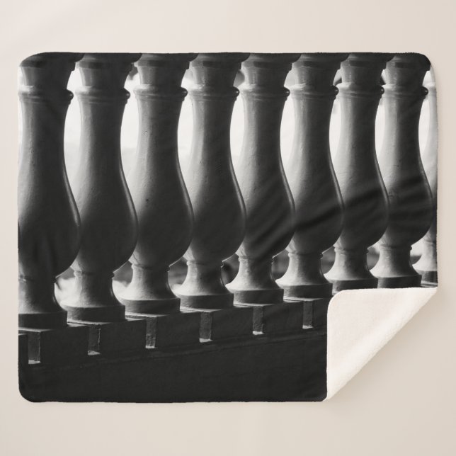 Black and White Architecture Sherpa Blanket (Front (Horizontal))