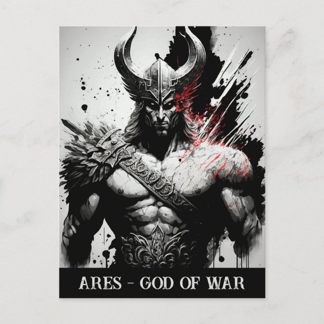 Black and White Ares God of War  Postcard (Front)