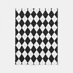 Black and White Argyle Fleece Blanket