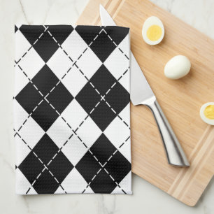 Black and White Argyle Kitchen Towel