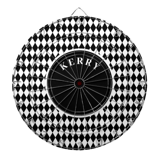 Black and White Argyle Pattern Dartboard (Front)