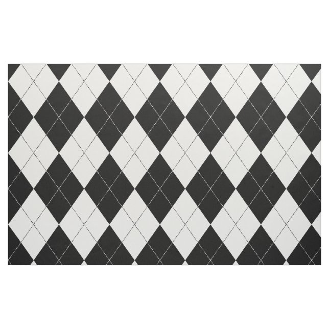 Black and White Argyle Pattern Harlequin Fabric (Fat Quarter)