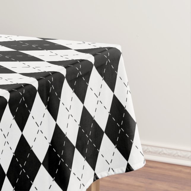 Black and White Argyle Tablecloth (In Situ)