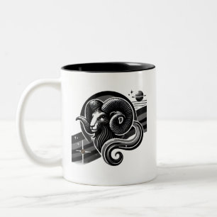 Black and White Aries Zodiac Mug