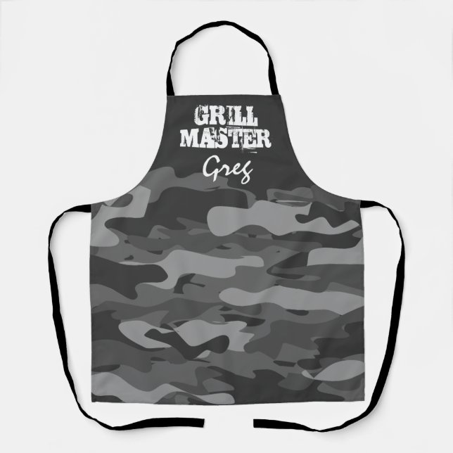 Black and white army camouflage grill master BBQ Apron (Front)