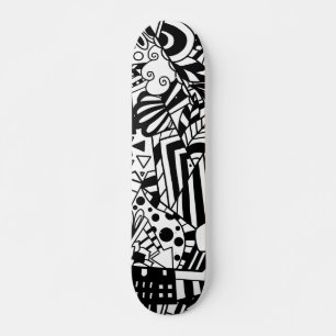 Black and white art abstract pattern skateboard