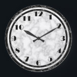 Black and White Art Deco Clock<br><div class="desc">Art Deco style clock with black and white faux marble pattern</div>