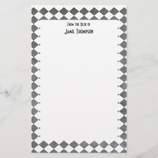 Black and White Art Deco Custom Stationery (Front)