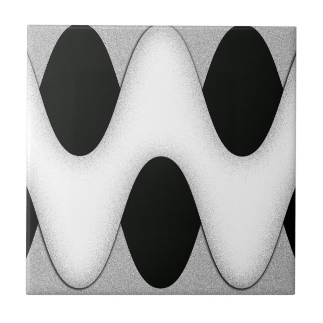 Black and White Art Deco Design Tile (Front)
