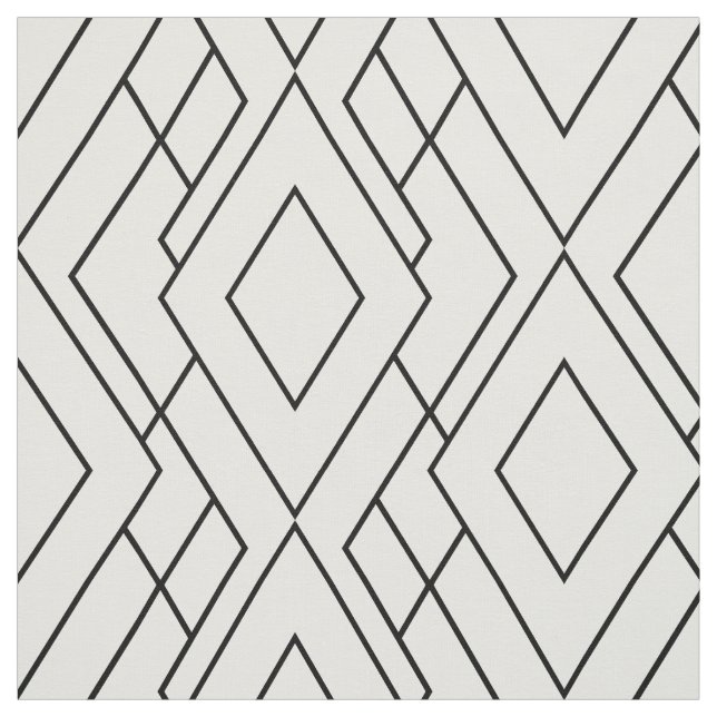 Black and White Art Deco Diamond Pattern Fabric (Swatch)