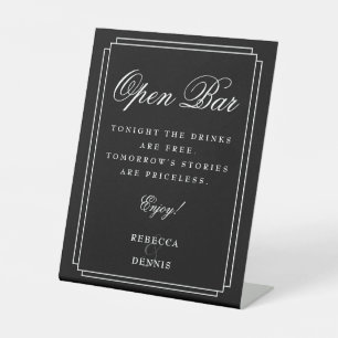 Black And White Art Deco Open Bar Pedestal Sign