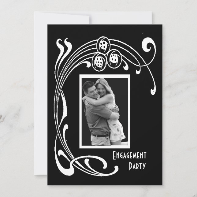Black and White Art Deco Party Custom Invitation (Front)
