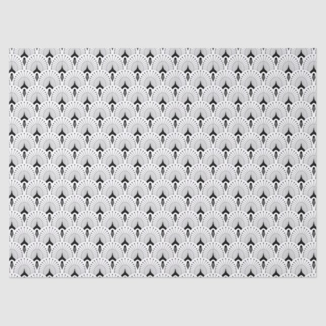 Black and white art-deco pattern tissue paper (Front)