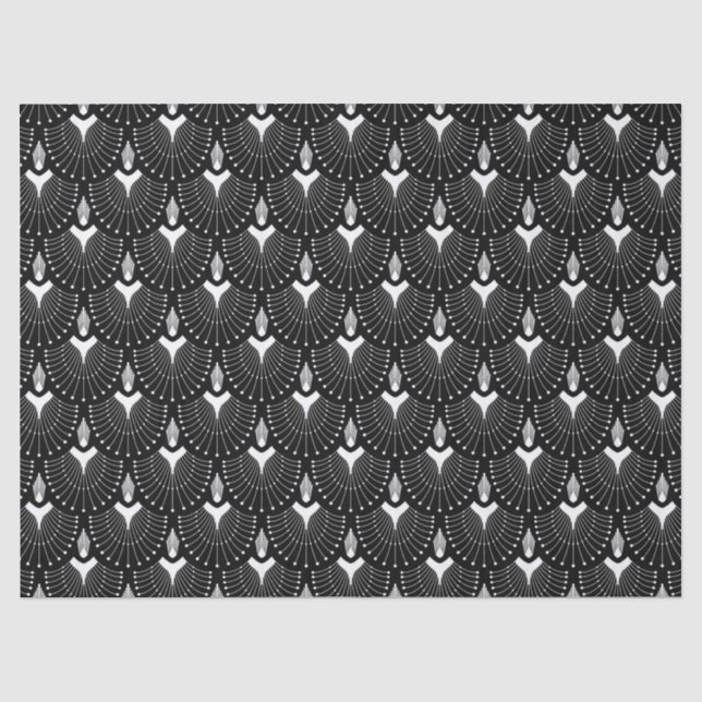 Black and white art deco pattern tissue paper (Front)
