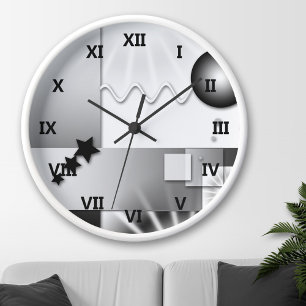 Black and White Art Deco Style Wall Clock