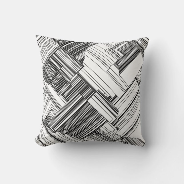 Black and White Art Deco Throw Pillow (Front)