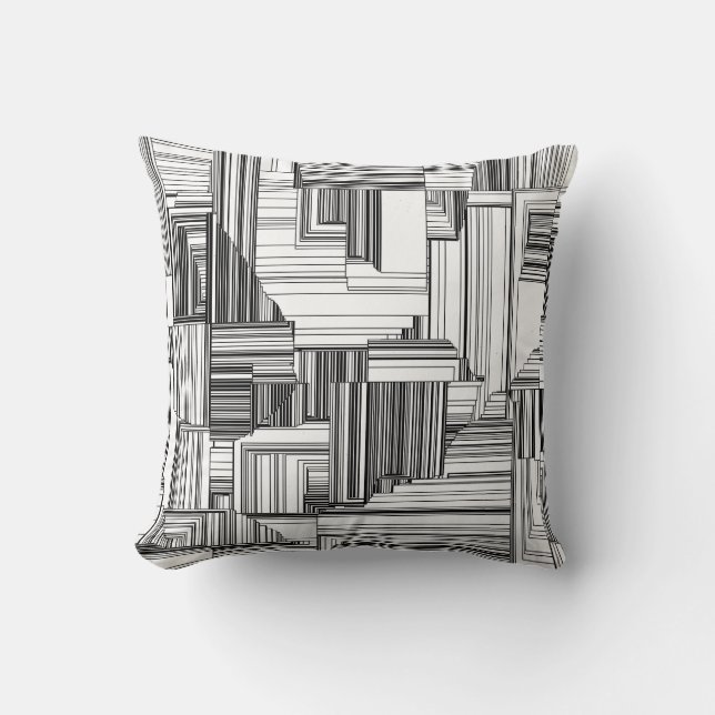 Black and White Art Deco Throw Pillow (Front)