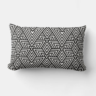 Black and White Art Deco Triangle Seamless Pattern Lumbar Pillow