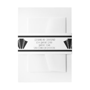 Black And White Art Deco Wedding Invitation Belly Band