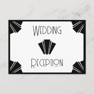 Black And White Art Deco Wedding Reception Enclosure Card