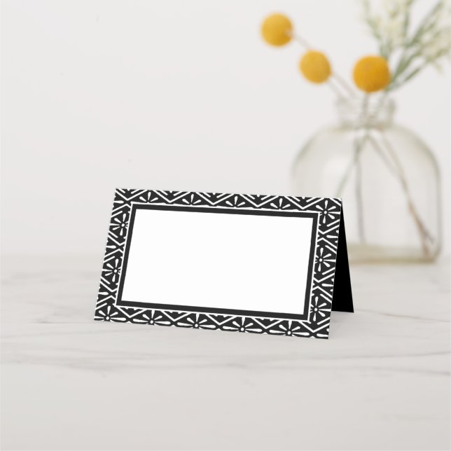 Black and White Art Deco Wedding Reception Event Place Card (Front)