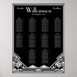 Black and White Art Deco Wedding Seating Chart