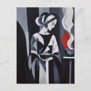 Black and White Art Deco Woman Wall Art Postcard
