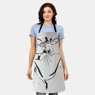 Black and White Art Jane Avril by Toulouse Lautrec Apron