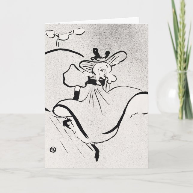 Black and White Art Jane Avril by Toulouse Lautrec Card (Front)