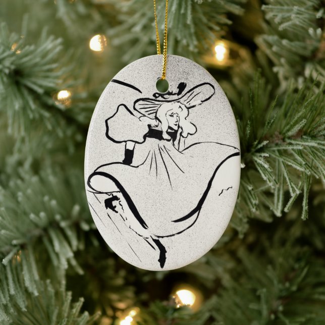Black and White Art Jane Avril by Toulouse Lautrec Ceramic Ornament (Tree)