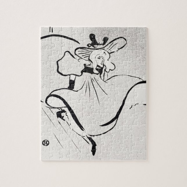 Black and White Art Jane Avril by Toulouse Lautrec Jigsaw Puzzle (Vertical)