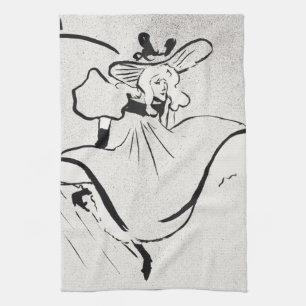 Black and White Art Jane Avril by Toulouse Lautrec Kitchen Towel