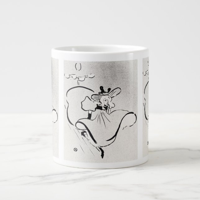 Black and White Art Jane Avril by Toulouse Lautrec Large Coffee Mug (Front)
