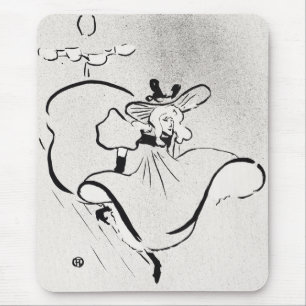 Black and White Art Jane Avril by Toulouse Lautrec Mouse Pad