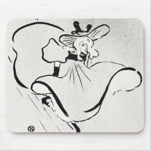 Black and White Art Jane Avril by Toulouse Lautrec Mouse Pad