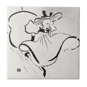 Black and White Art Jane Avril by Toulouse Lautrec Tile