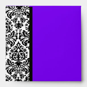 BLACK AND WHITE ART NOUVEAU DAMASK blue purple Envelopes